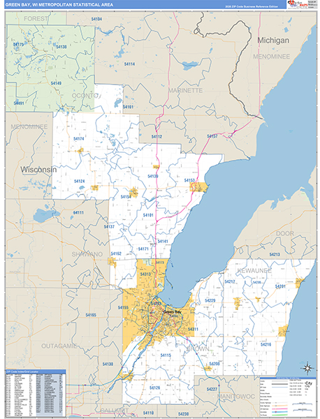 Green Bay Metro Area Wall Map